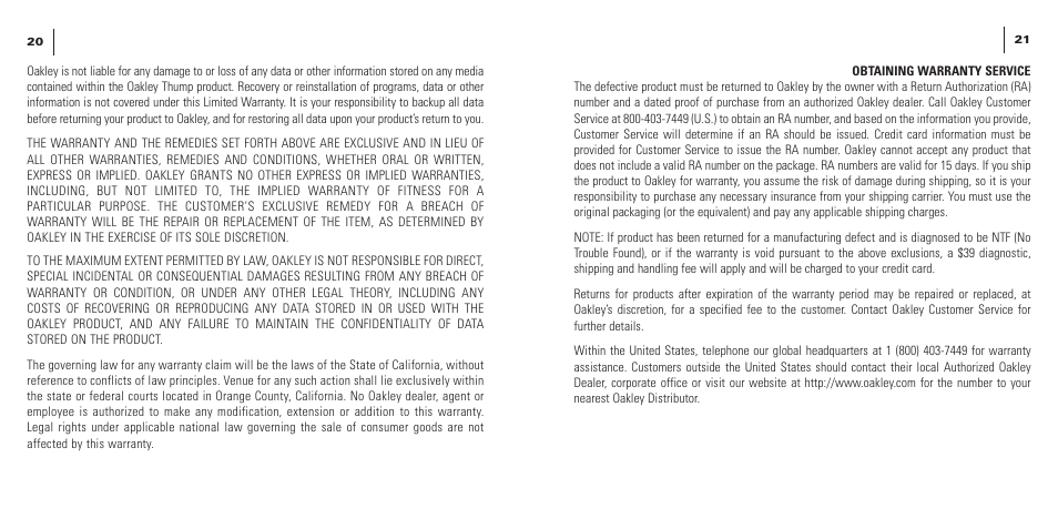 Oakley THUMP User Manual | Page 12 / 14