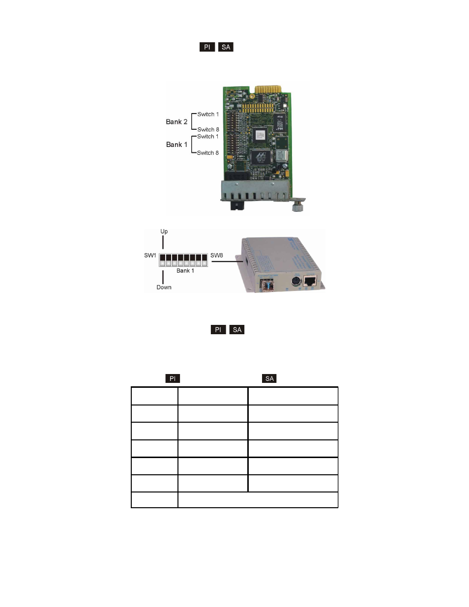 2 configuring dip-switches, 1 board-mounted bank 1 settings, Configuring dip-switches | Board-mounted bank 1 settings | Omnitron Systems Technology iConverter 10/100M User Manual | Page 6 / 47