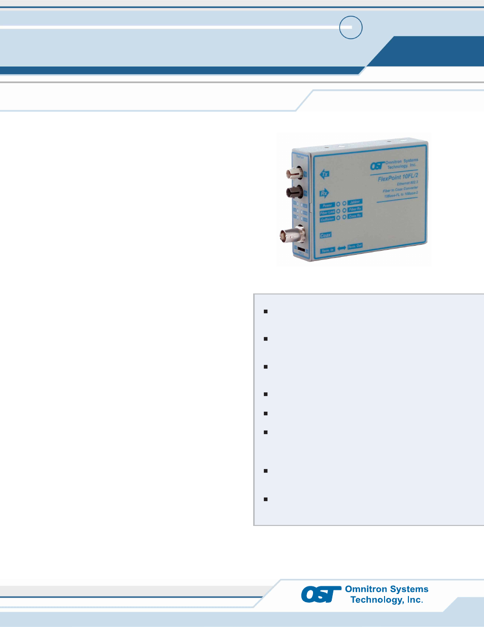 Omnitron Systems Technology FlexPoint 10FL/2 User Manual | 2 pages
