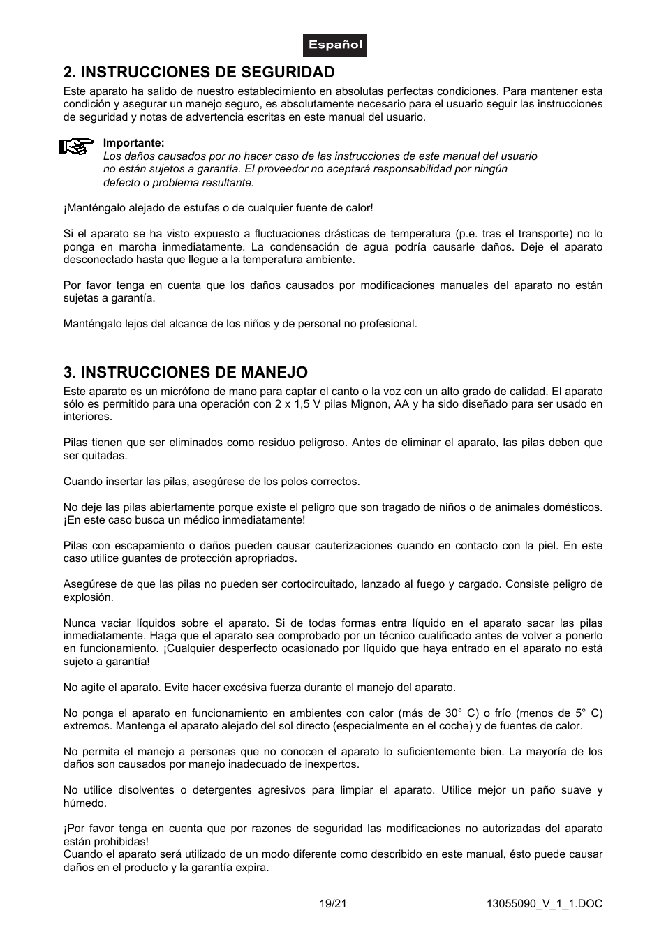 Instrucciones de seguridad, Instrucciones de manejo | Omnitron Systems Technology HM-1000 User Manual | Page 19 / 21