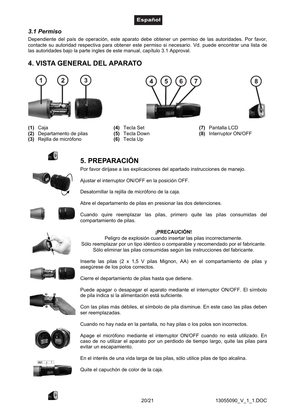 1 permiso, Vista general del aparato, Preparación | Vista general del aparato 5. preparación | Omnitron Systems Technology HM-1000 User Manual | Page 20 / 21