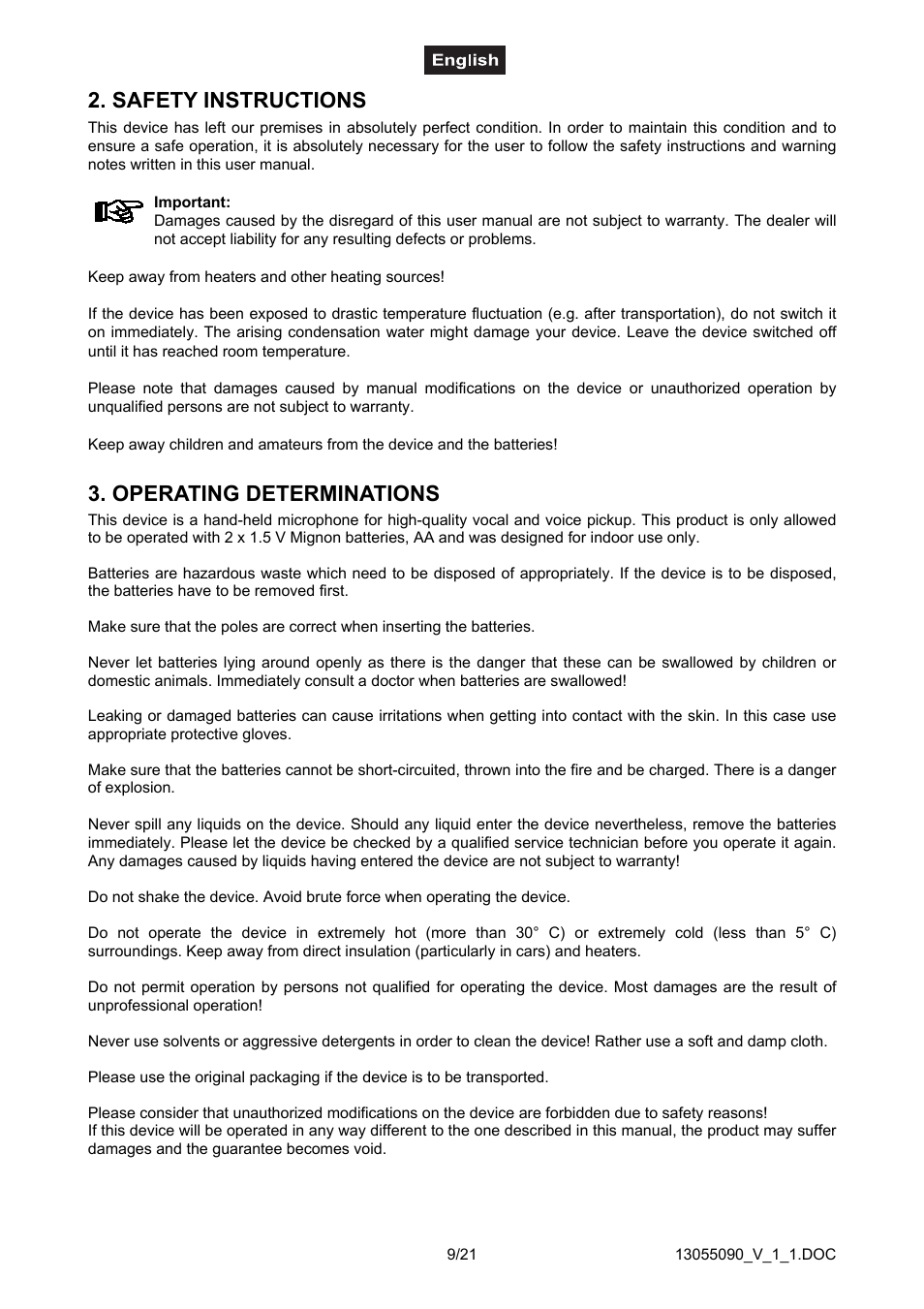 Safety instructions, Operating determinations, Safety instructions 3. operating determinations | Omnitron Systems Technology HM-1000 User Manual | Page 9 / 21