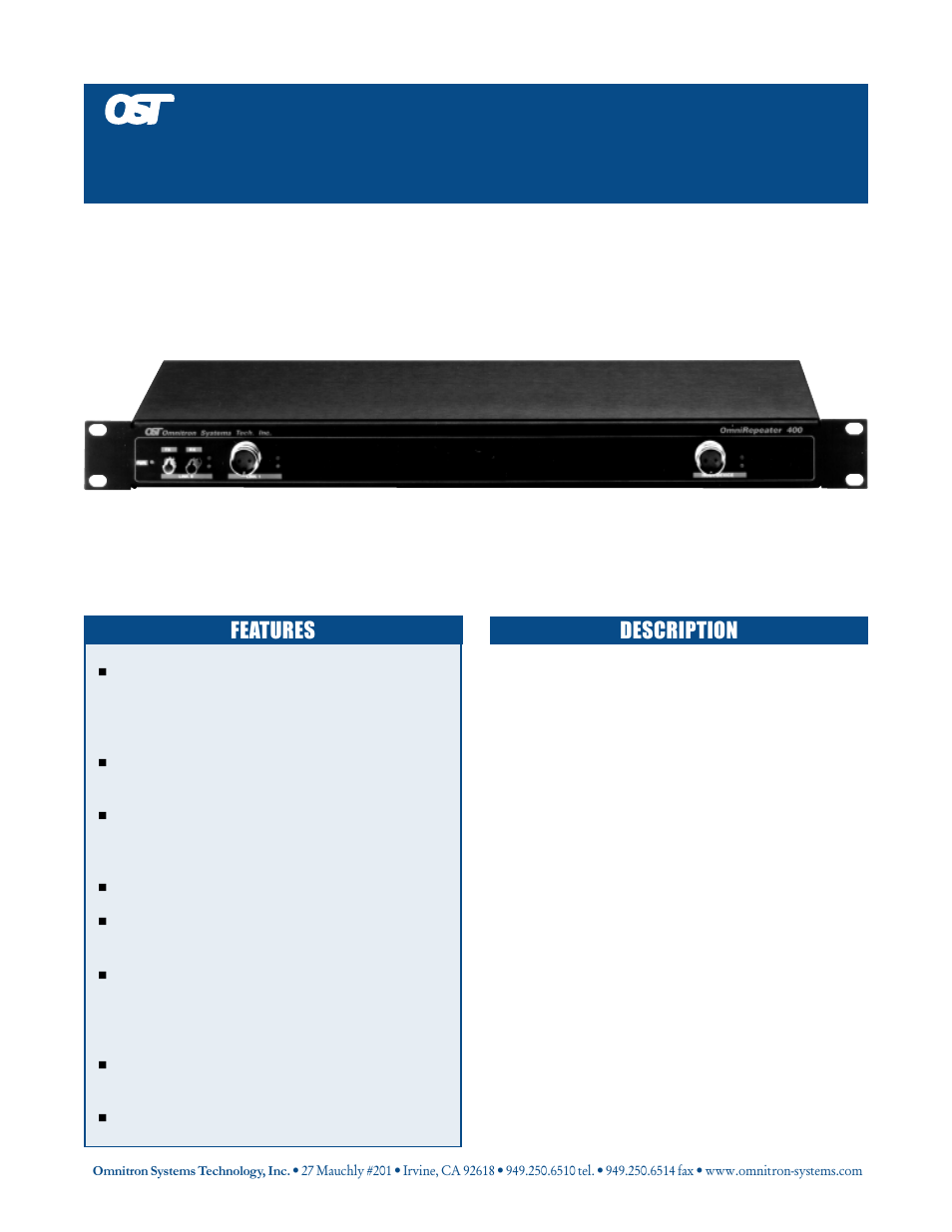 Omnitron Systems Technology OmniRepeater 400 AS400/3X 5250 User Manual | 2 pages