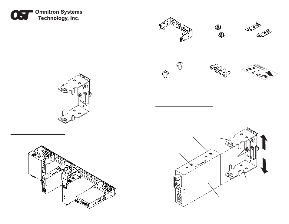 Omnitron Systems Technology Universal DIN Rail Mounting Bracket 8250-0 User Manual | 2 pages