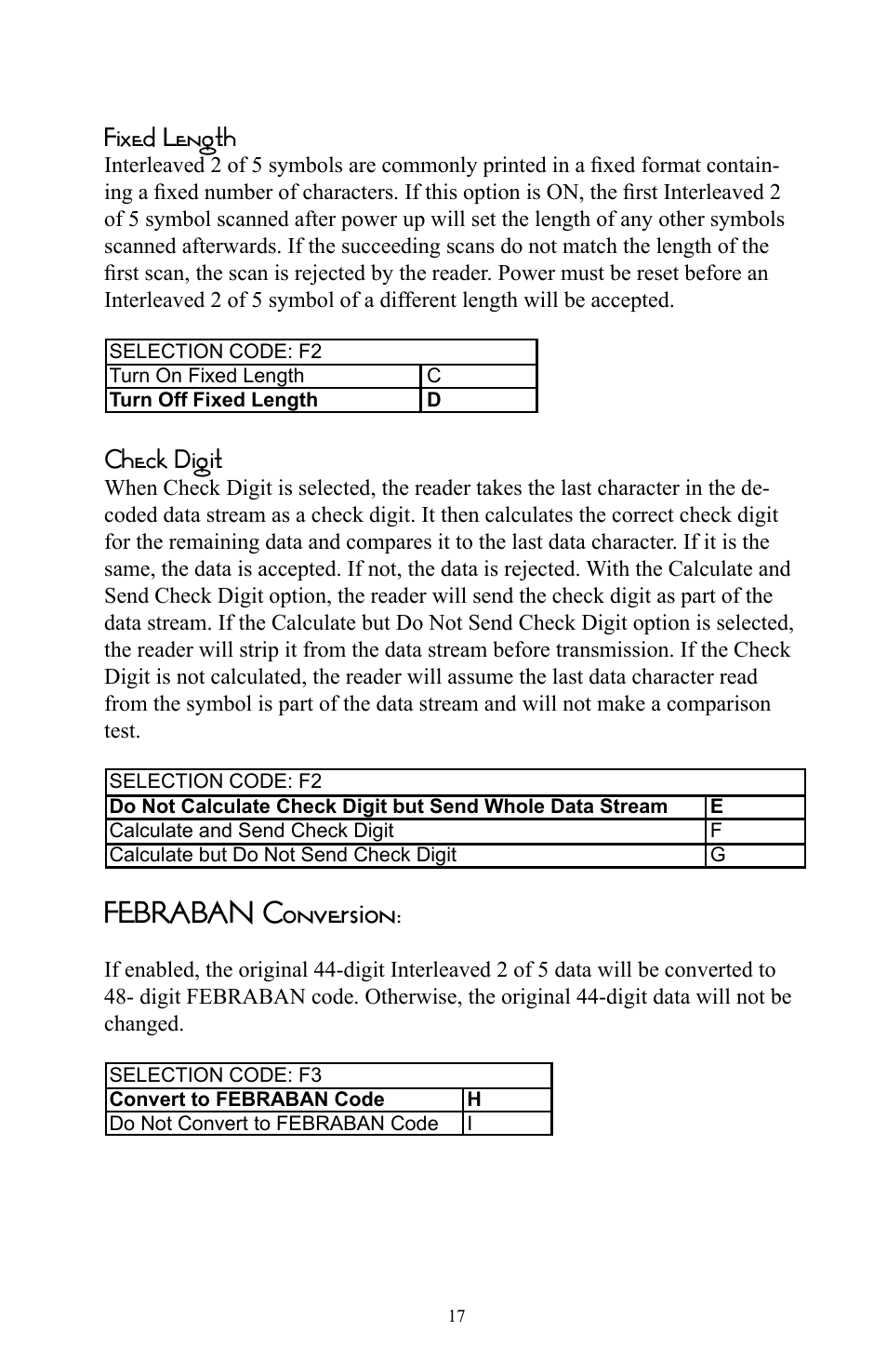 Febraban conversion, Fixed length, Check digit | Omnitron Systems Technology RS-232 User Manual | Page 23 / 71