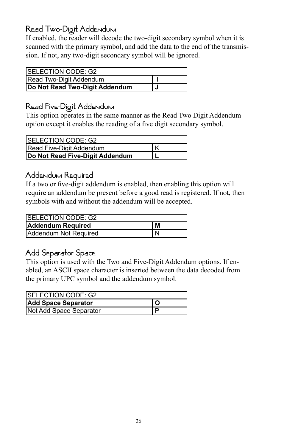 Read two-digit addendum, Read five-digit addendum, Addendum required | Add separator space | Omnitron Systems Technology RS-232 User Manual | Page 32 / 71