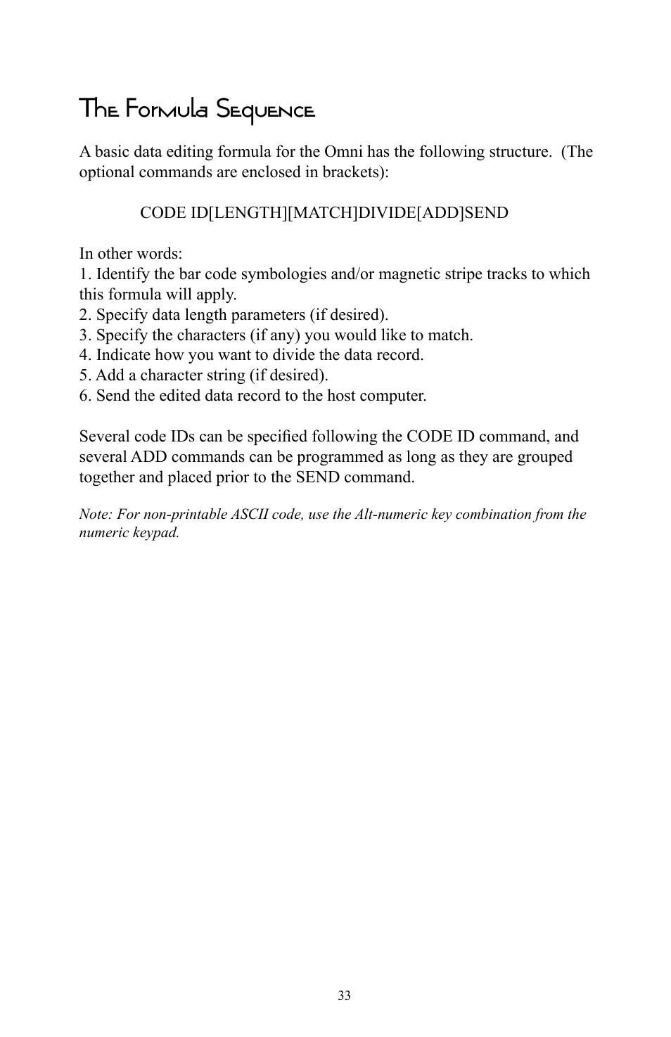 The formula sequence | Omnitron Systems Technology RS-232 User Manual | Page 39 / 71