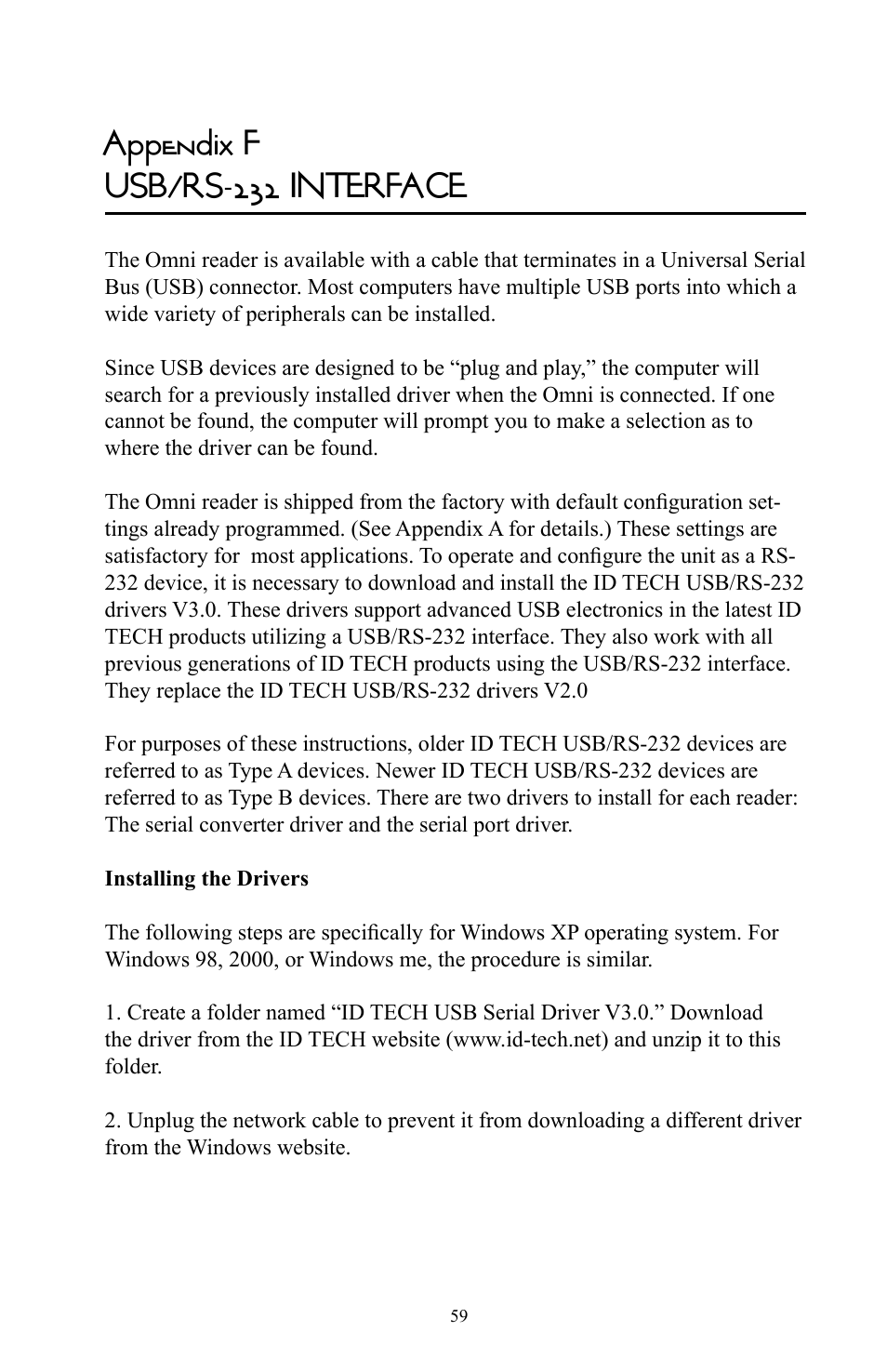 Appendix f usb/rs-232 interface | Omnitron Systems Technology RS-232 User Manual | Page 65 / 71