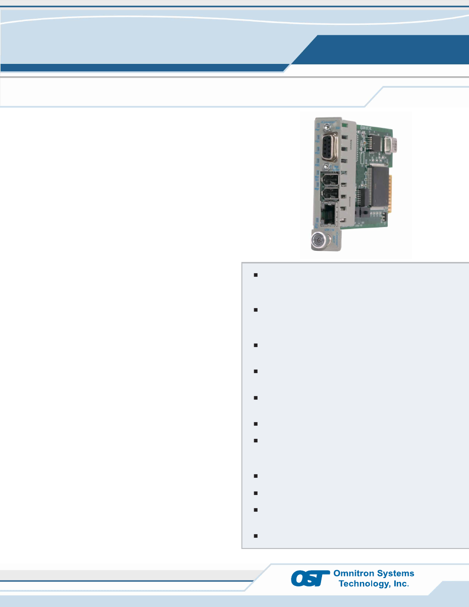 Omnitron Systems Technology iConverter Network Management Module User Manual | 2 pages