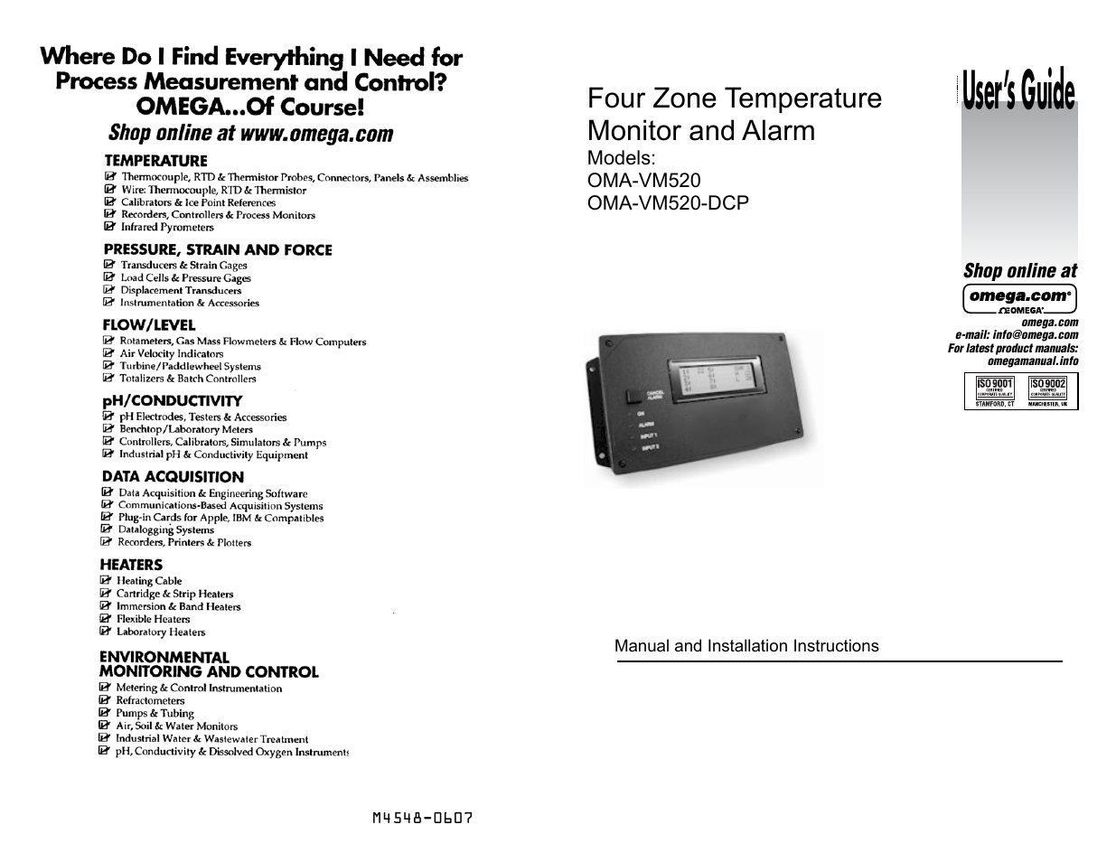 Omega Engineering Four Zone Temperature OMA-VM520-DCP User Manual | 12 pages