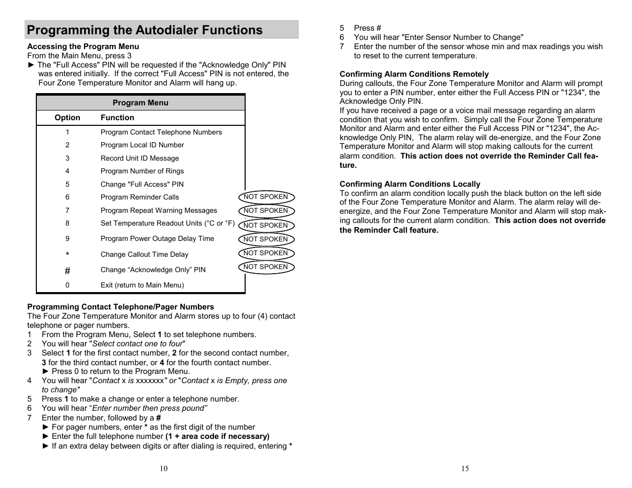 Programming the autodialer functions | Omega Engineering Four Zone Temperature OMA-VM520-DCP User Manual | Page 10 / 12