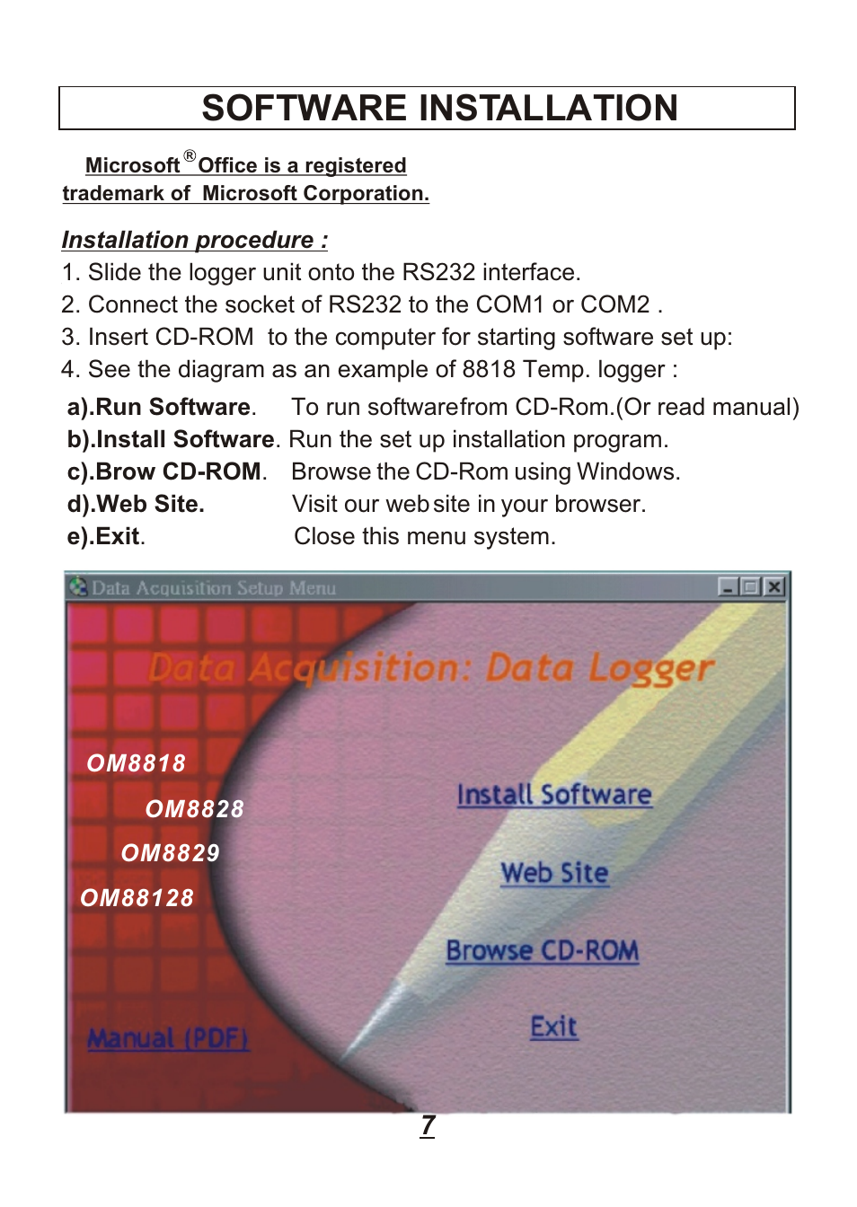 Software installation | Omega Engineering OM88128 User Manual | Page 10 / 45