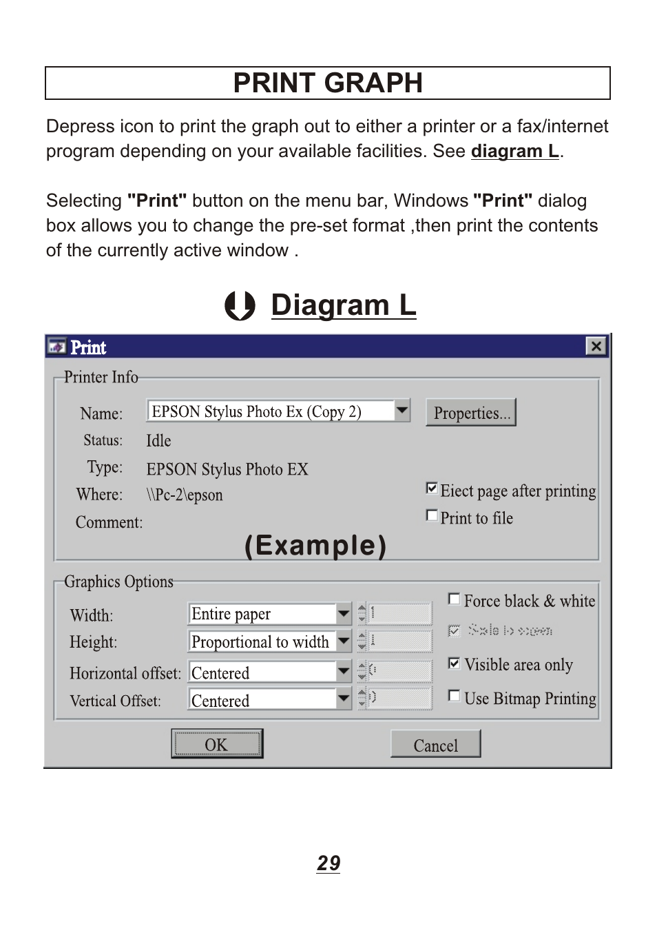 Diagram l, Print graph, Example) | Omega Engineering OM88128 User Manual | Page 32 / 45