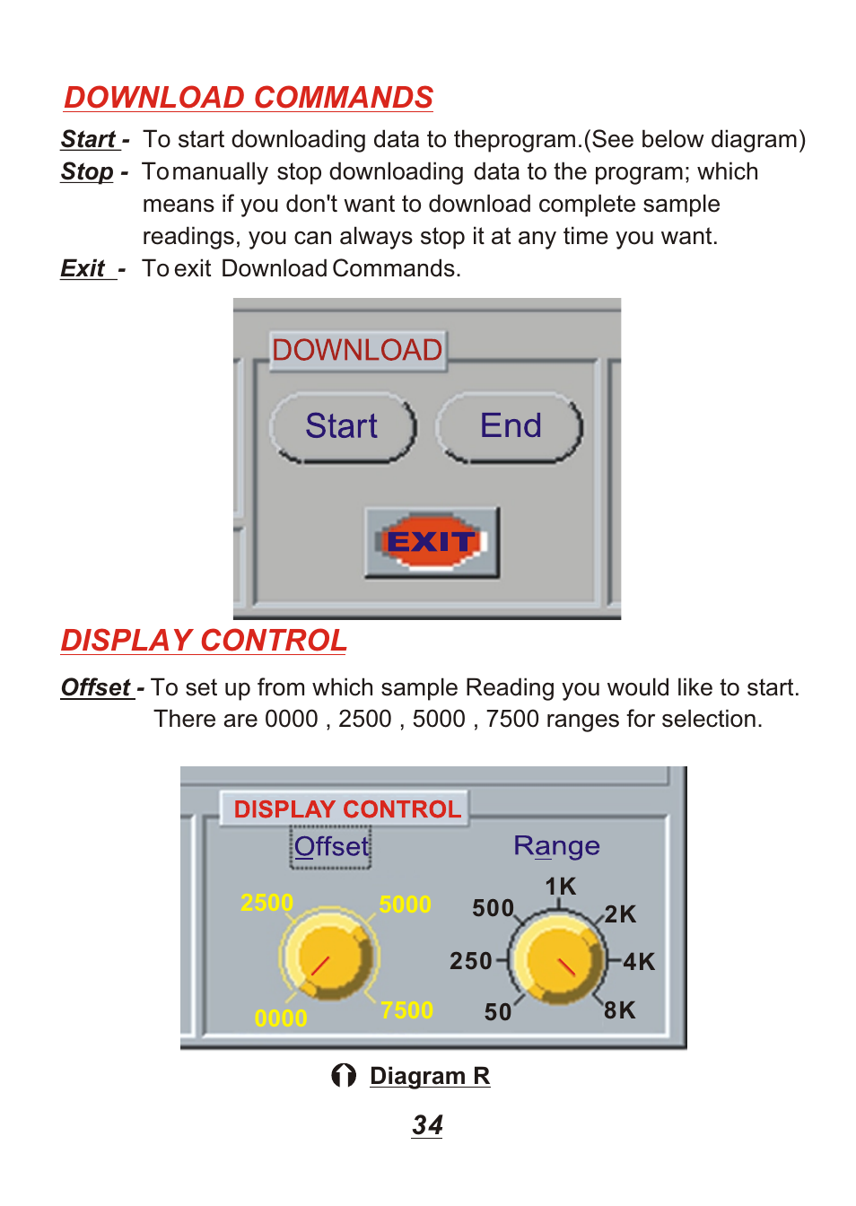 Download commands, Display control | Omega Engineering OM88128 User Manual | Page 37 / 45