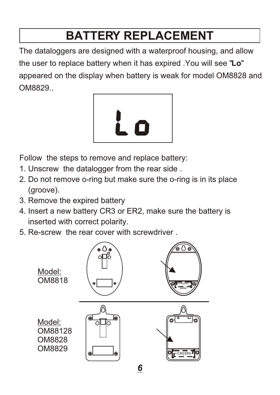 Battery replacement | Omega Engineering OM88128 User Manual | Page 9 / 45