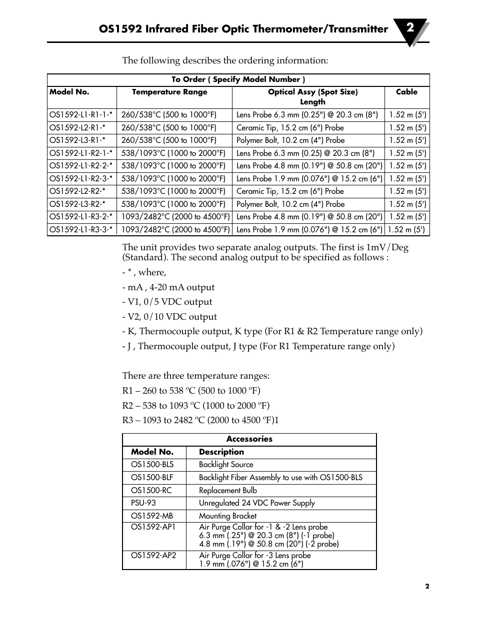 Omega Engineering OS1592 User Manual | Page 7 / 18