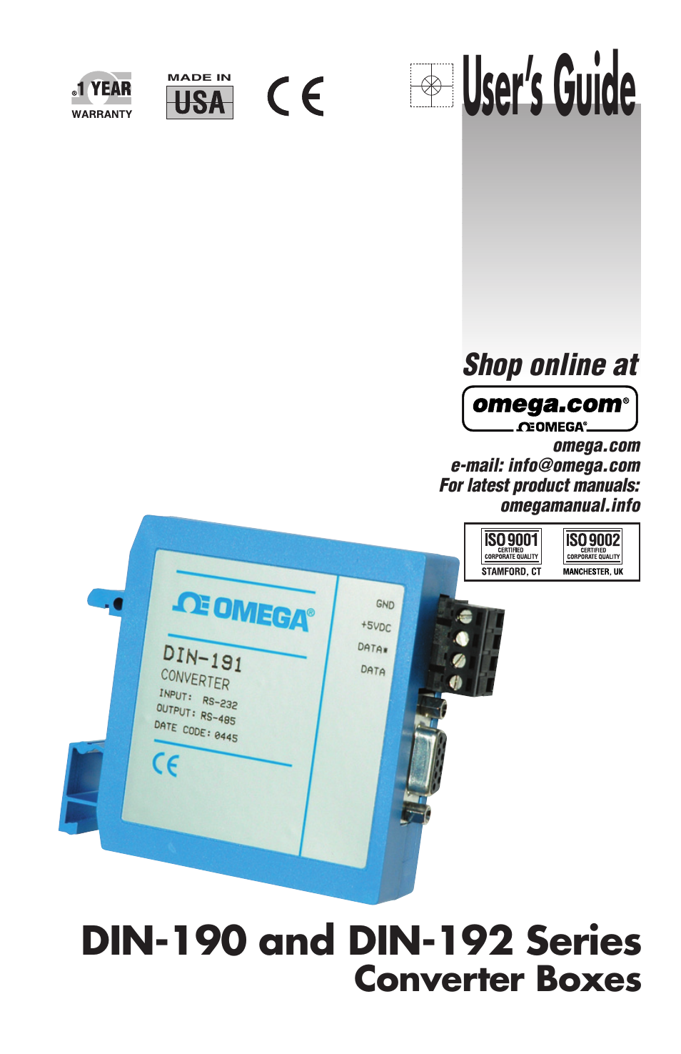 Omega Engineering DIN-190 User Manual | 11 pages