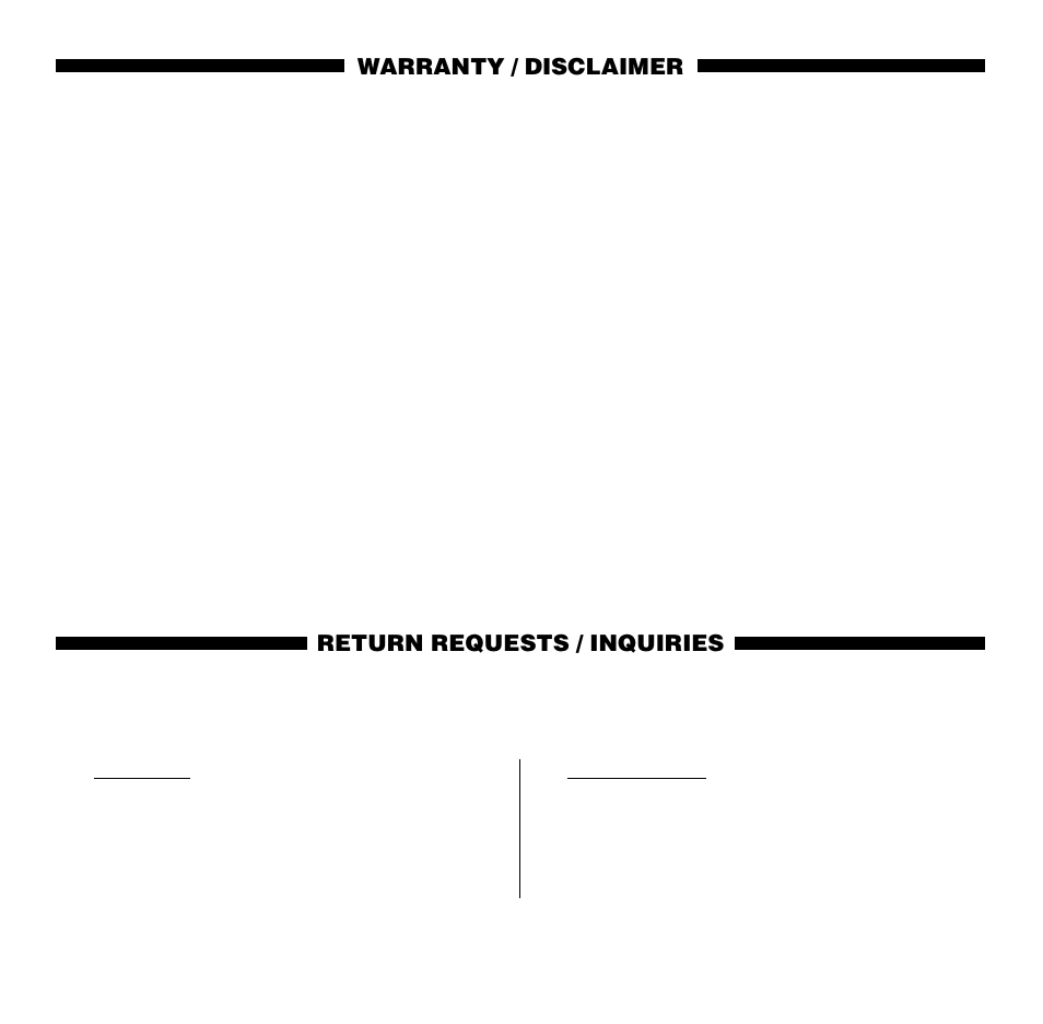 Warranty / disclaimer, Return requests / inquiries | Omega Engineering HH505 User Manual | Page 14 / 15