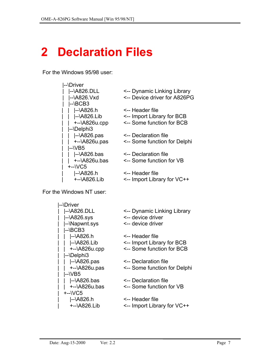 Declaration files, 2 declaration, Files | 2 declaration files | Omega Engineering OME-A826PG User Manual | Page 9 / 60