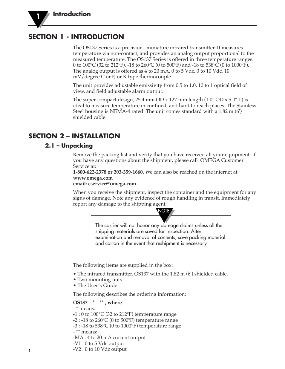 Omega OS137 User Manual | Page 6 / 20