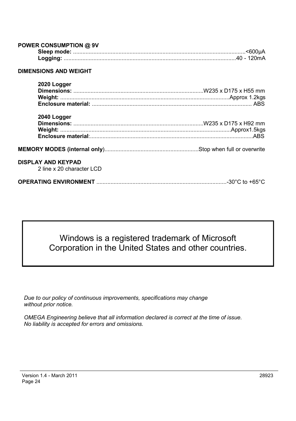 Omega Engineering OM-SQ2040 Series User Manual | Page 24 / 28
