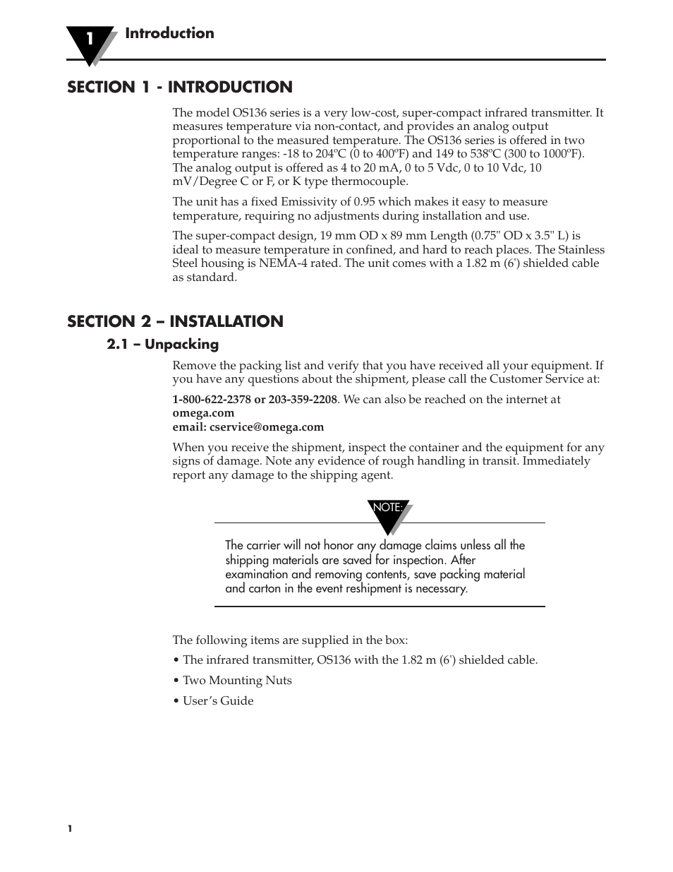 Omega Engineering OS136 User Manual | Page 6 / 16