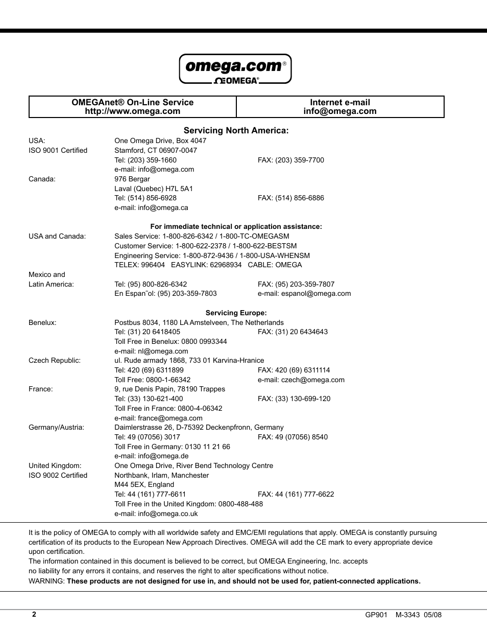 Omega Engineering GP901 User Manual | Page 2 / 12