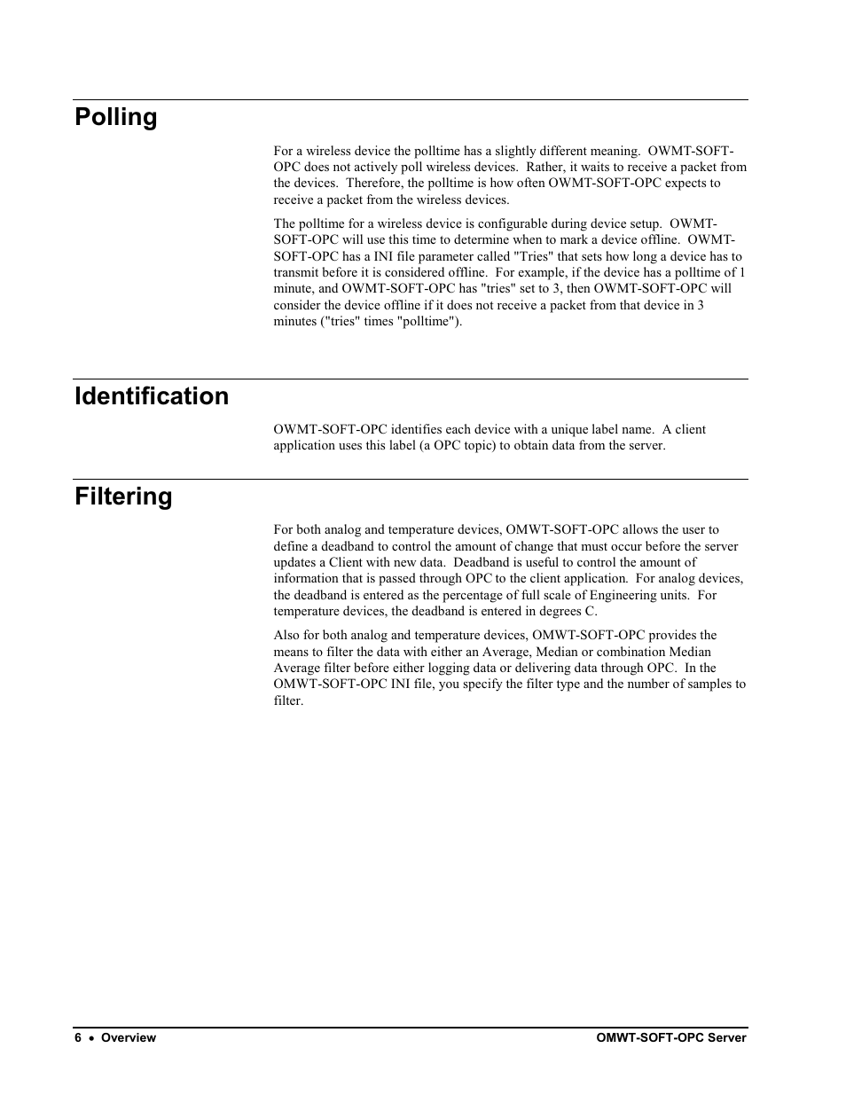 Edit device, Polling, Identification | Filtering | Omega Engineering M-4066 User Manual | Page 10 / 63