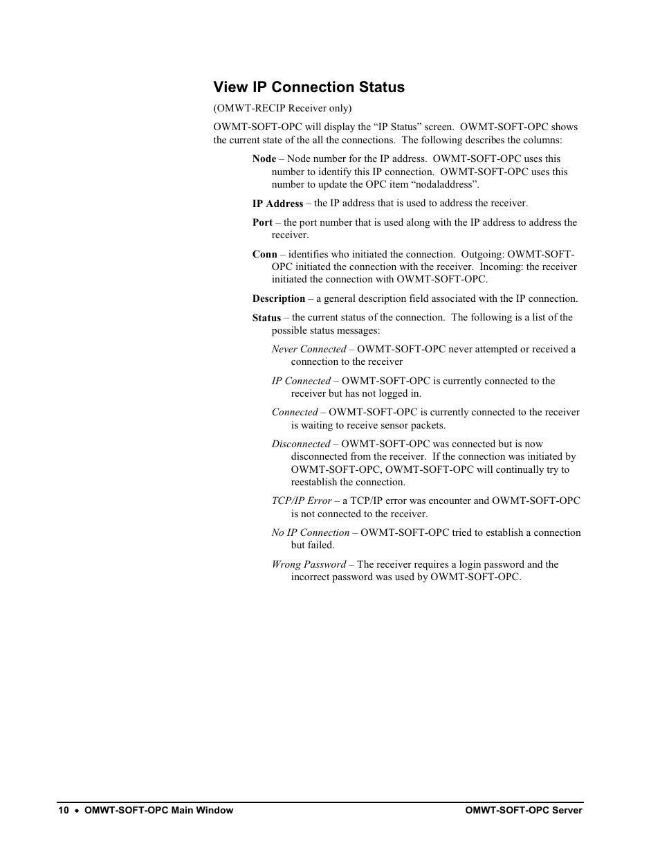 Omwt-soft-opc main window, Main window, Setup | Change port, File management, File format - data log, Format - error log, View ip connection status | Omega Engineering M-4066 User Manual | Page 14 / 63