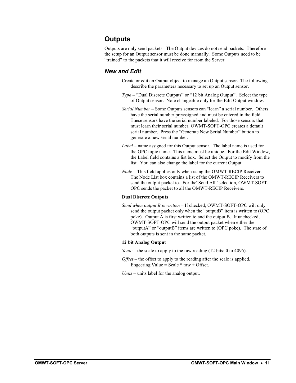 Add/delete ip connection, Outputs | Omega Engineering M-4066 User Manual | Page 15 / 63