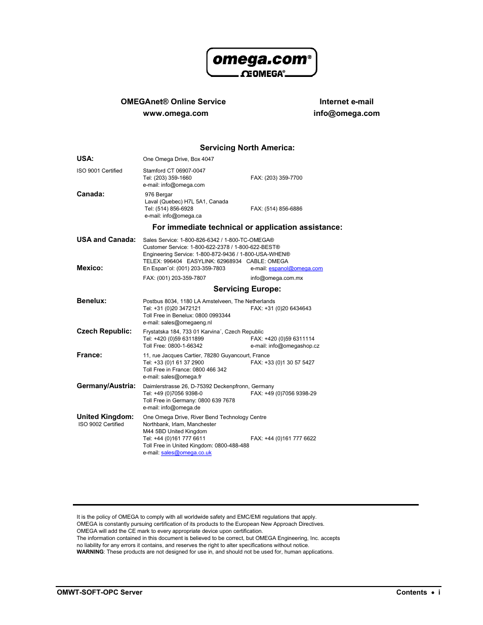 Omega Engineering M-4066 User Manual | Page 2 / 63