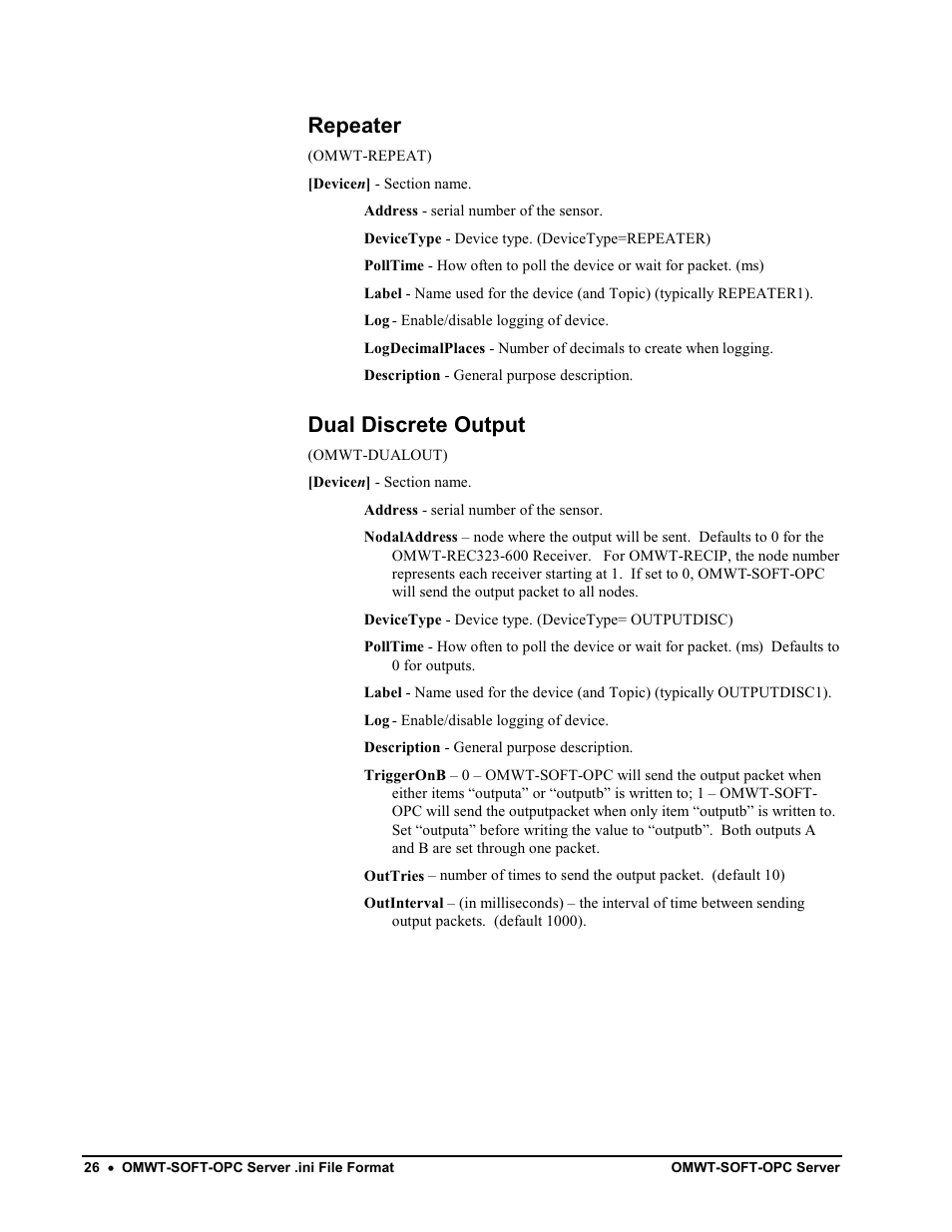 Analog input, W to use corrections, Repeater | Dual discrete output | Omega Engineering M-4066 User Manual | Page 30 / 63