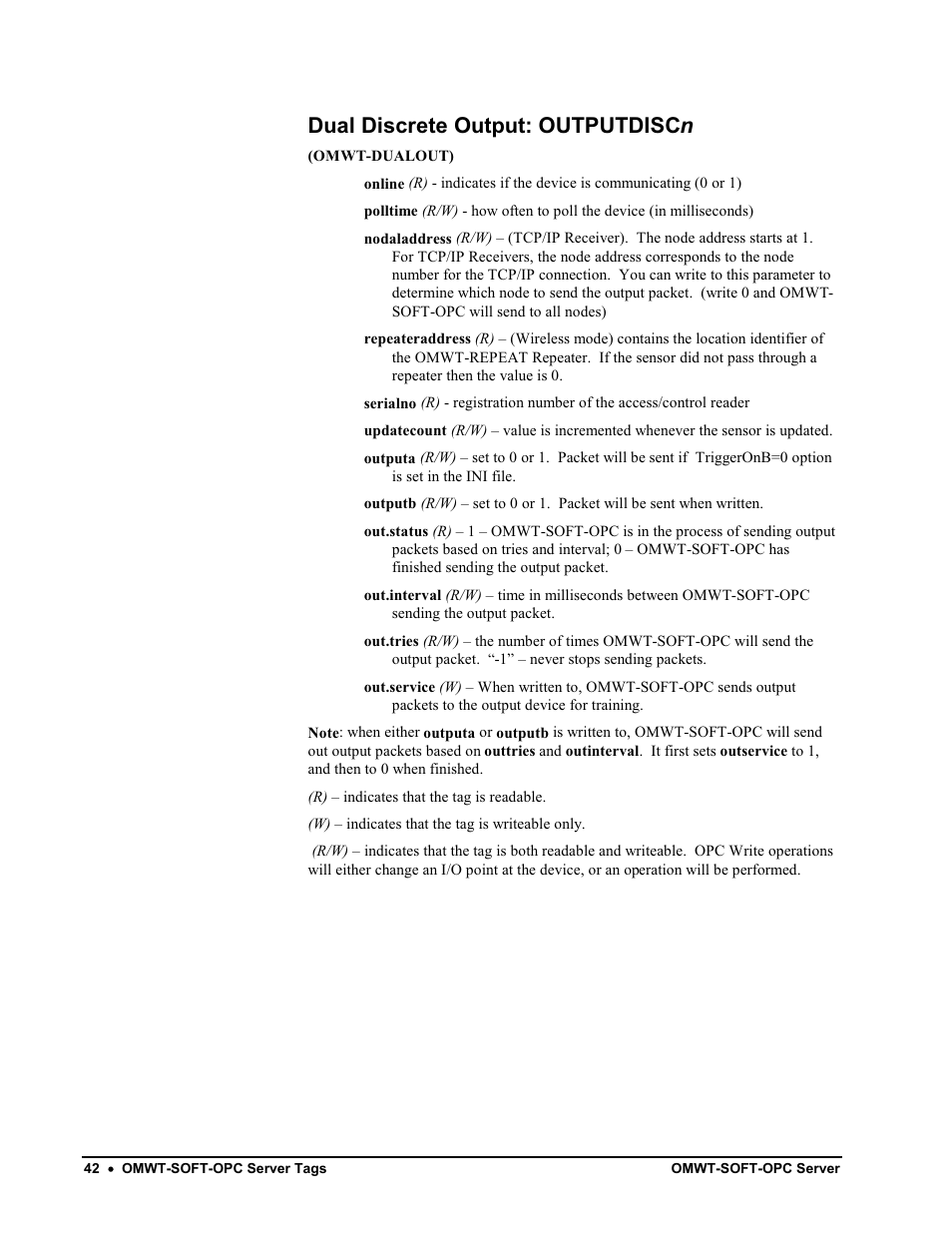 Dual discrete output: outputdiscn | Omega Engineering M-4066 User Manual | Page 46 / 63