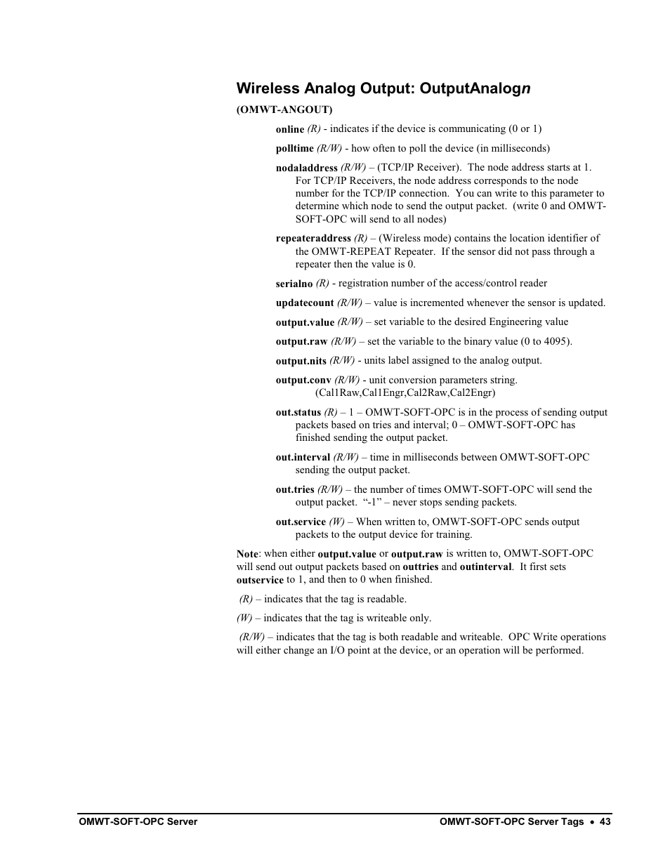 Repeater: repeatern, Wireless analog output: outputanalogn | Omega Engineering M-4066 User Manual | Page 47 / 63