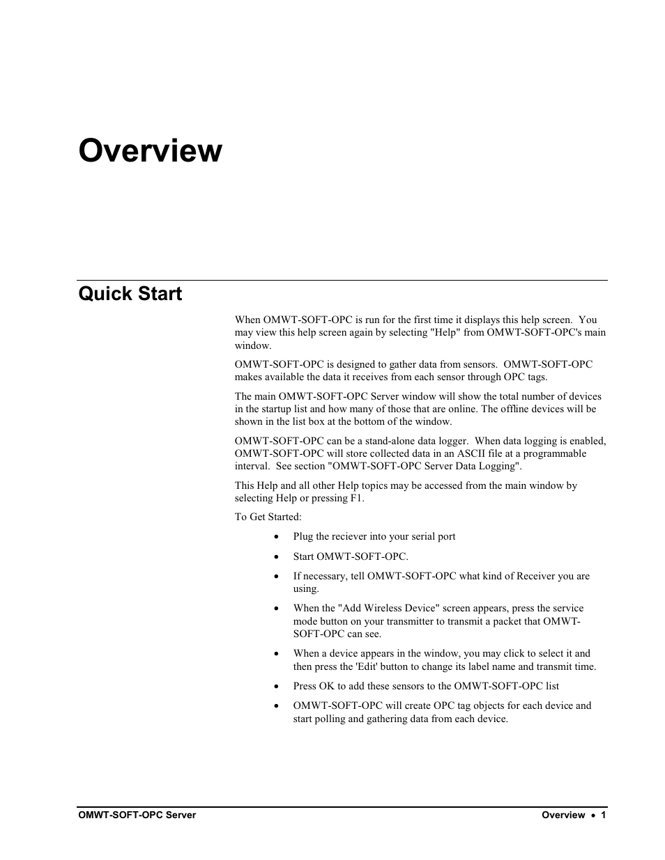 Overview, Quick start | Omega Engineering M-4066 User Manual | Page 5 / 63