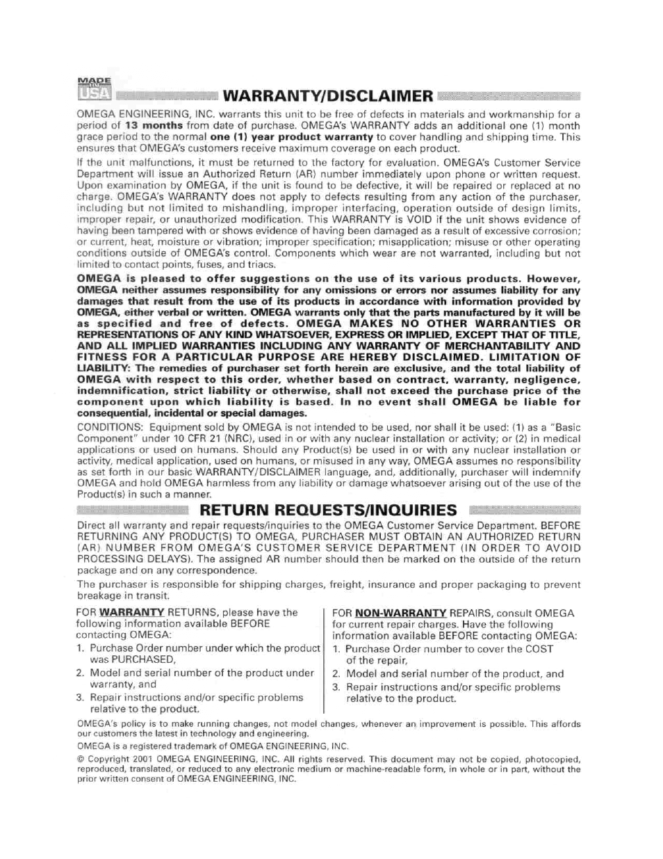 Omega Engineering CDE-45P User Manual | Page 13 / 14