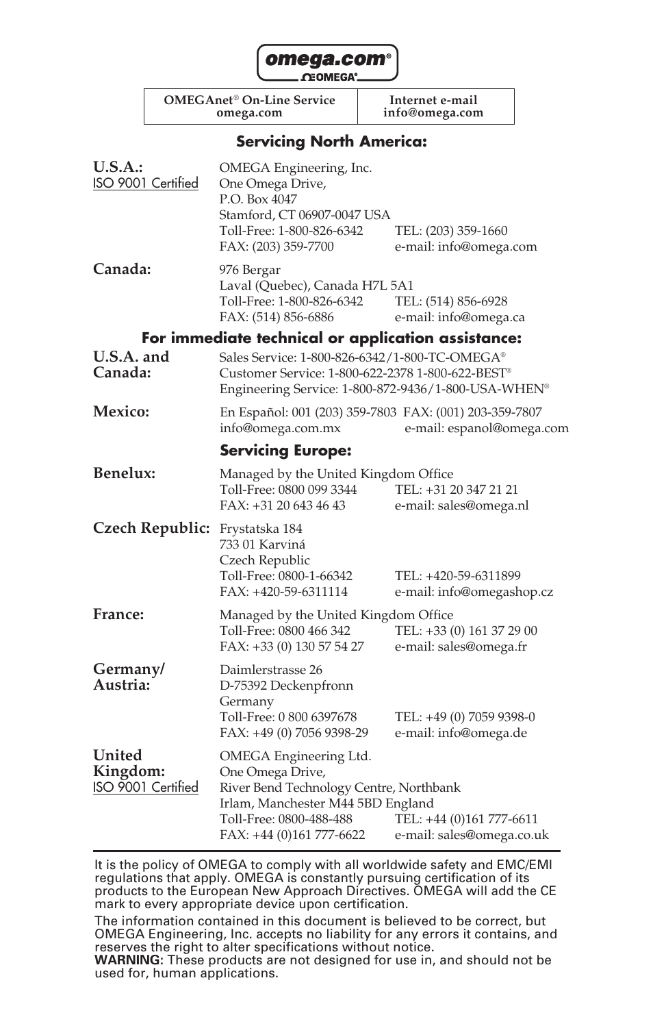 Omega Engineering HH147 User Manual | Page 2 / 40