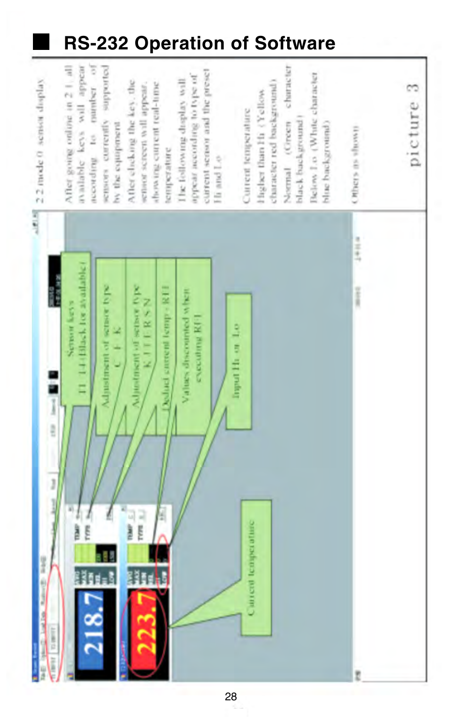 Rs-232 operation of software | Omega Engineering HH147 User Manual | Page 31 / 40