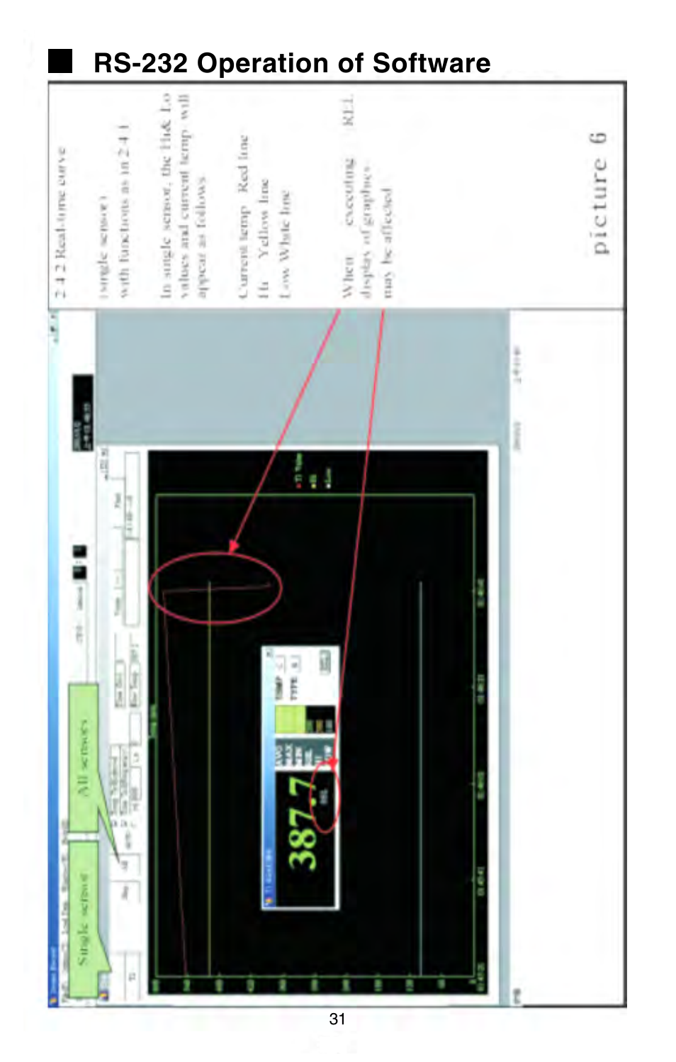 Rs-232 operation of software | Omega Engineering HH147 User Manual | Page 34 / 40