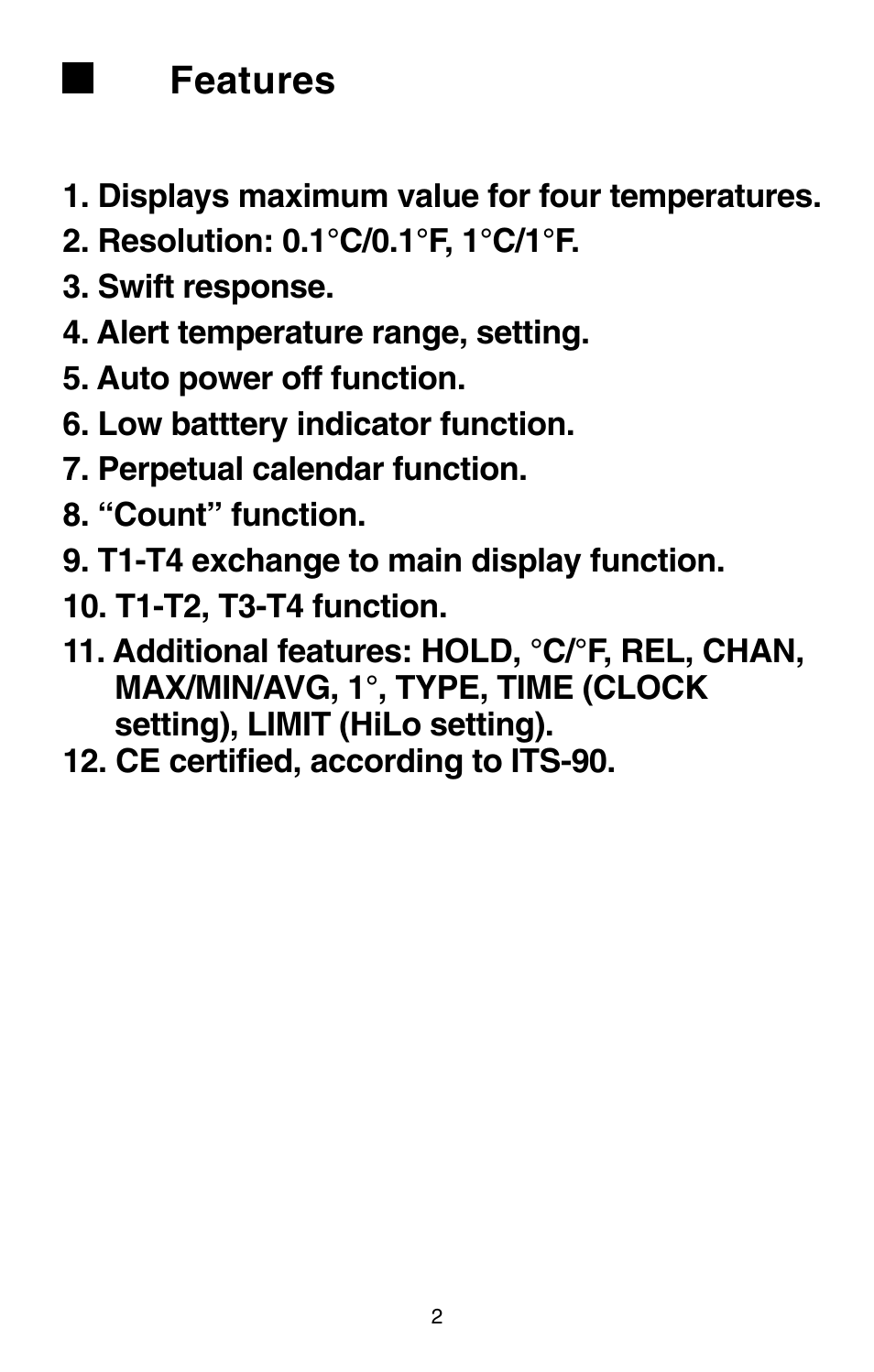 Features | Omega Engineering HH147 User Manual | Page 5 / 40