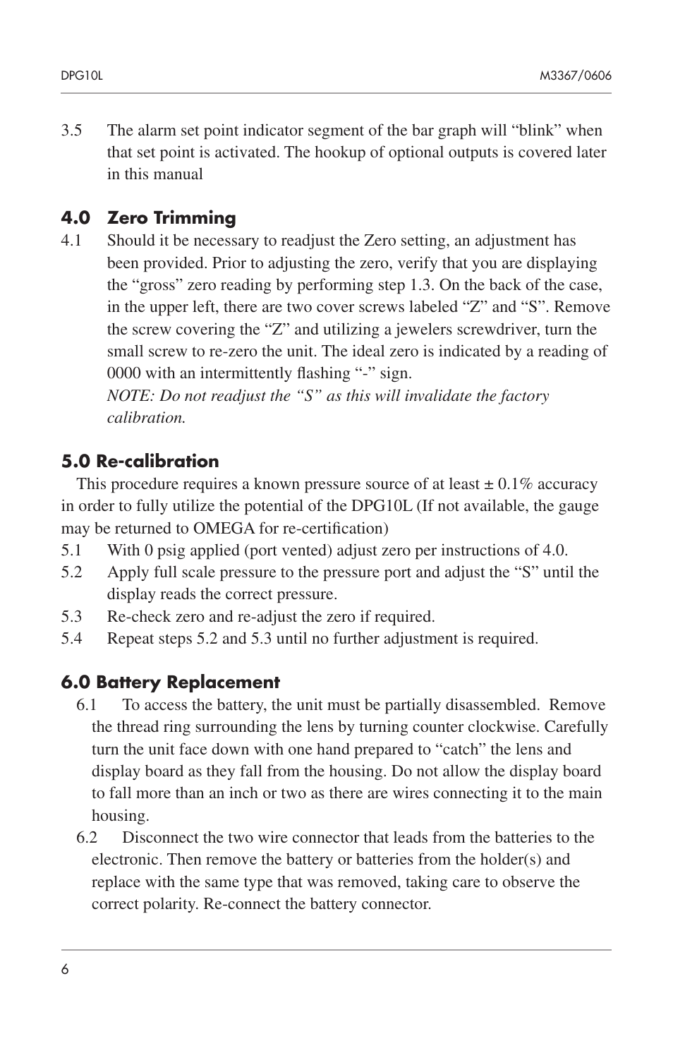 Omega Engineering DPG10L User Manual | Page 8 / 12