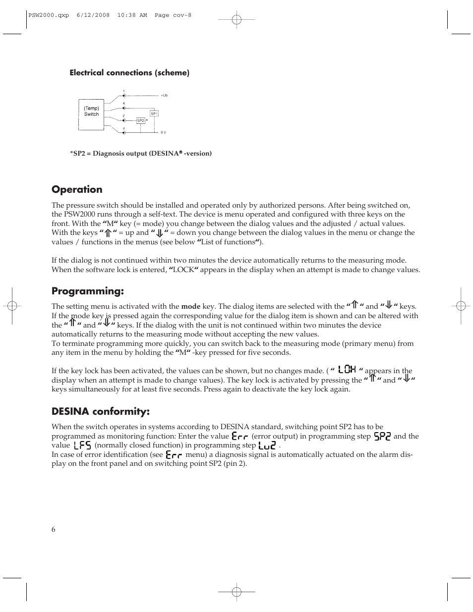 Operation, Programming, Desina conformity | Omega Engineering PSW2000 User Manual | Page 6 / 8