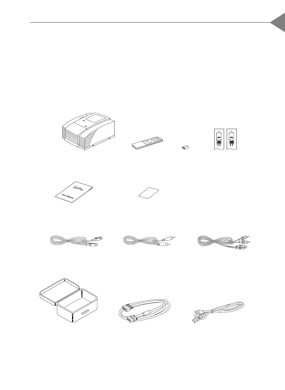 Package overview | Optoma Optoma EP550 User Manual | Page 4 / 21