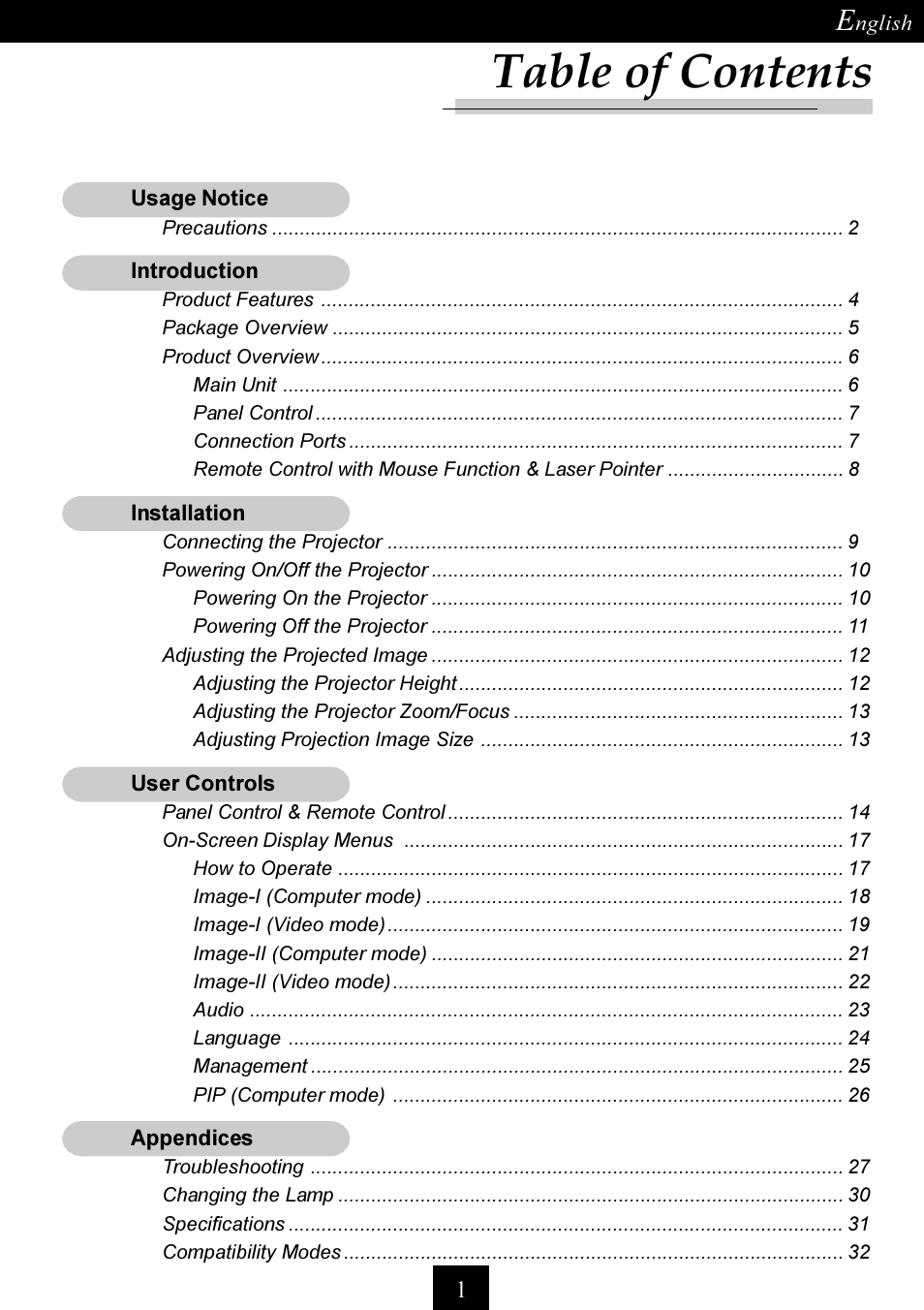 Optoma Single Chip DLP Projector User Manual | 32 pages