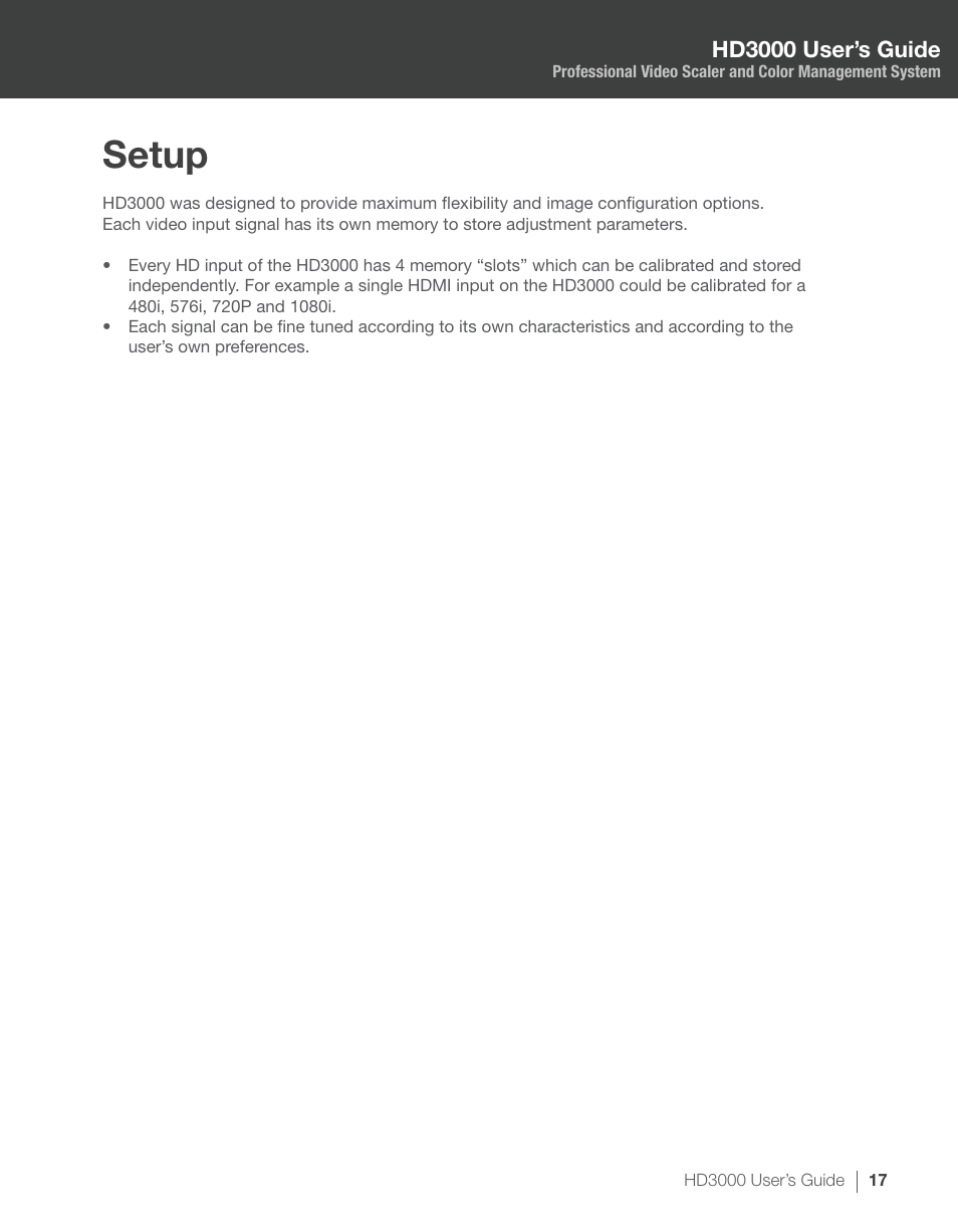 Setup | Optoma HD3000 User Manual | Page 17 / 62