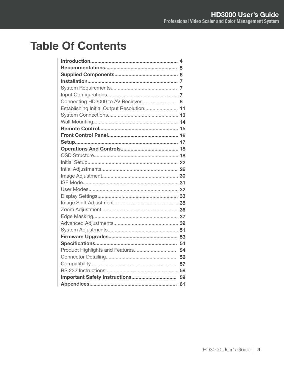 Optoma HD3000 User Manual | Page 3 / 62