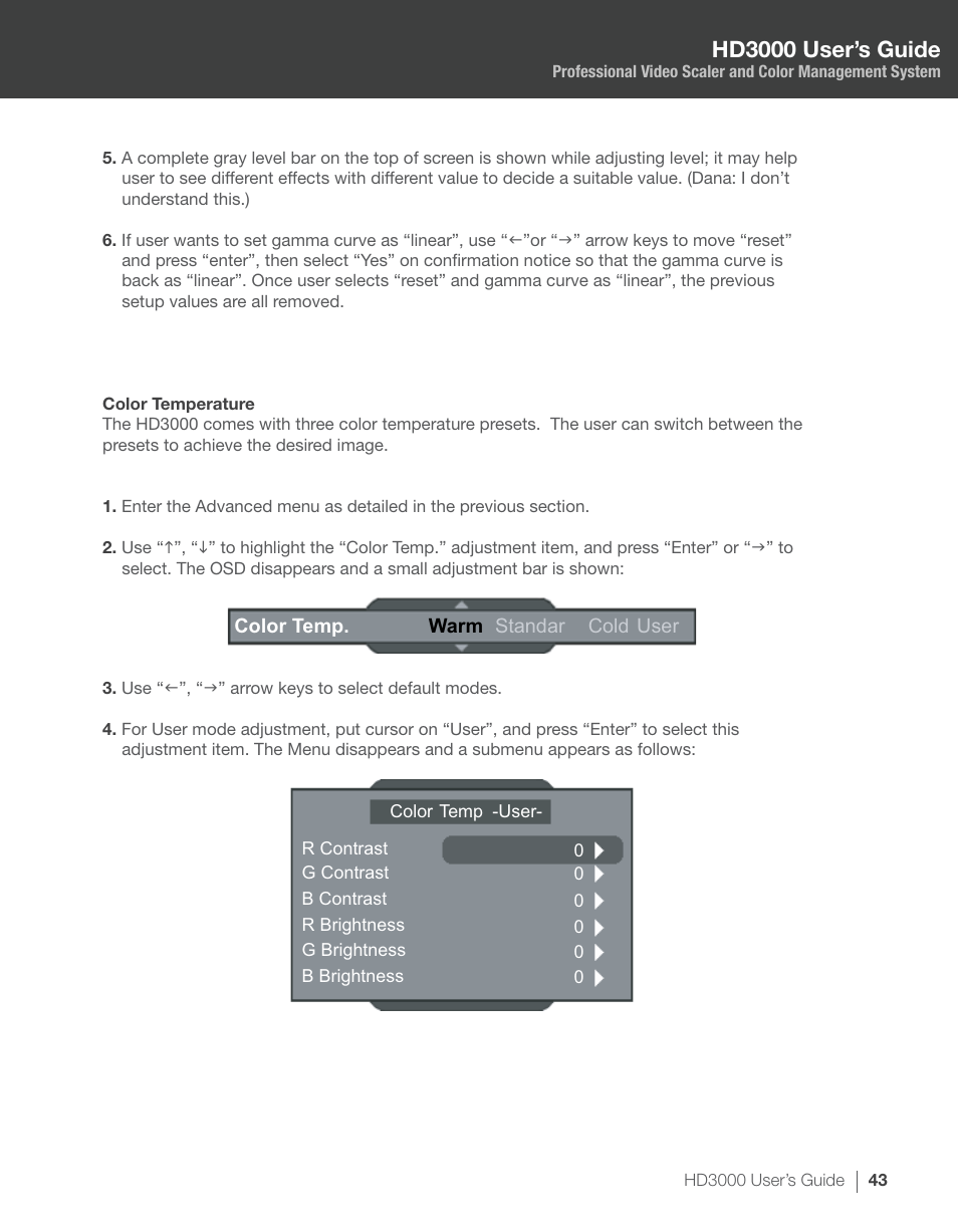 Hd3000 user’s guide | Optoma HD3000 User Manual | Page 43 / 62
