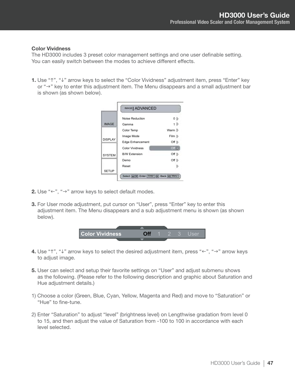 Hd3000 user’s guide | Optoma HD3000 User Manual | Page 47 / 62