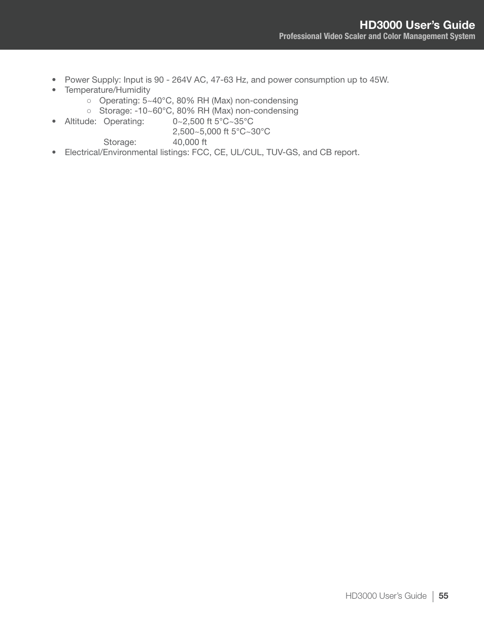 Hd3000 user’s guide | Optoma HD3000 User Manual | Page 55 / 62