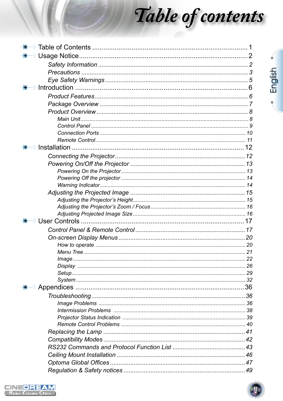 Optoma 1080p DLP User Manual | 50 pages